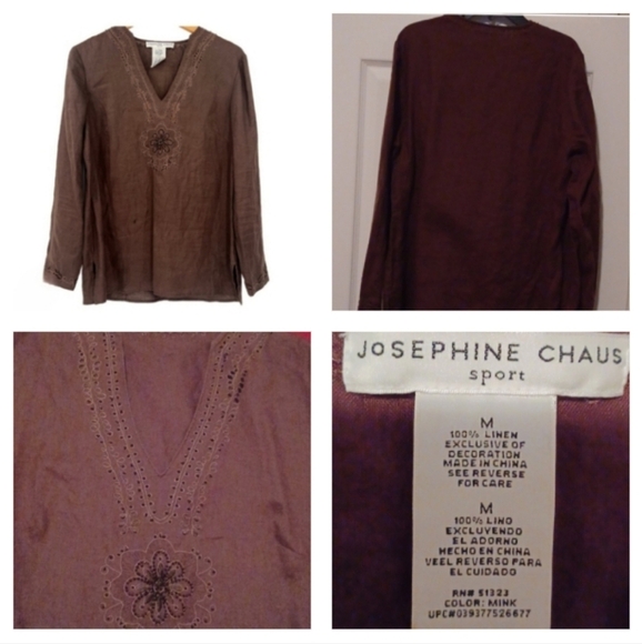 💙🌺Josephine Chaus Sport Brown Vneck Top - Picture 1 of 8